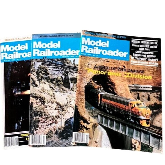 Model Railroader Magazines Lot of 3 Issues Vintage 1982 April March January - Picture 1 of 7